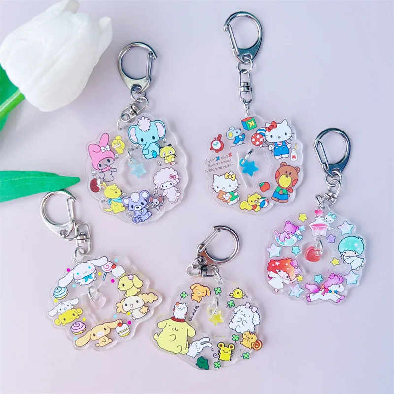 

Kawaii Sanrioed My Melody Cinnamoroll Hellokittys Pompom Purin Anime Keychain Pendant Cartoon Cute Bag Ornament Accessories Gift