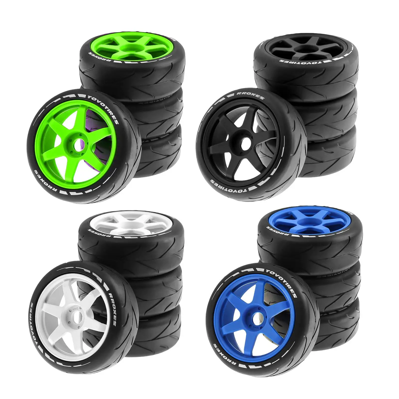 

4x Tire Wheel Tyre Upgrade for 1:8 Scale Crawler RC Car Model Buggy DIY Accessories