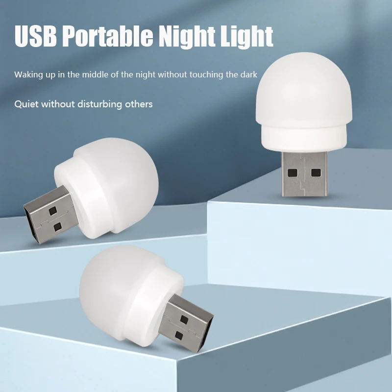 

USB Plug Lamp Computer Mobile Power Charging USB Small Book Lamps LED Eye Protection Reading Light Small Round Light Night Light