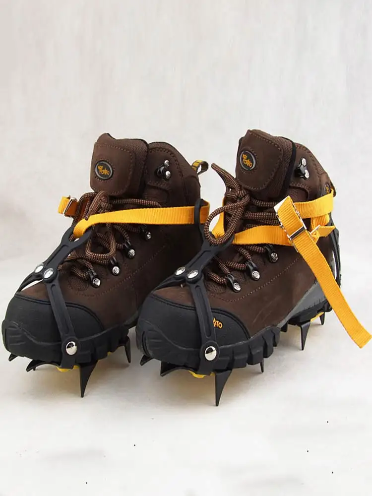 10 Tooth Ice Snow Crampons Anti-Slip Climbing Gripper Shoe Covers Spike Cleats Stainless Steel Snow Skid Shoe Cover Crampon