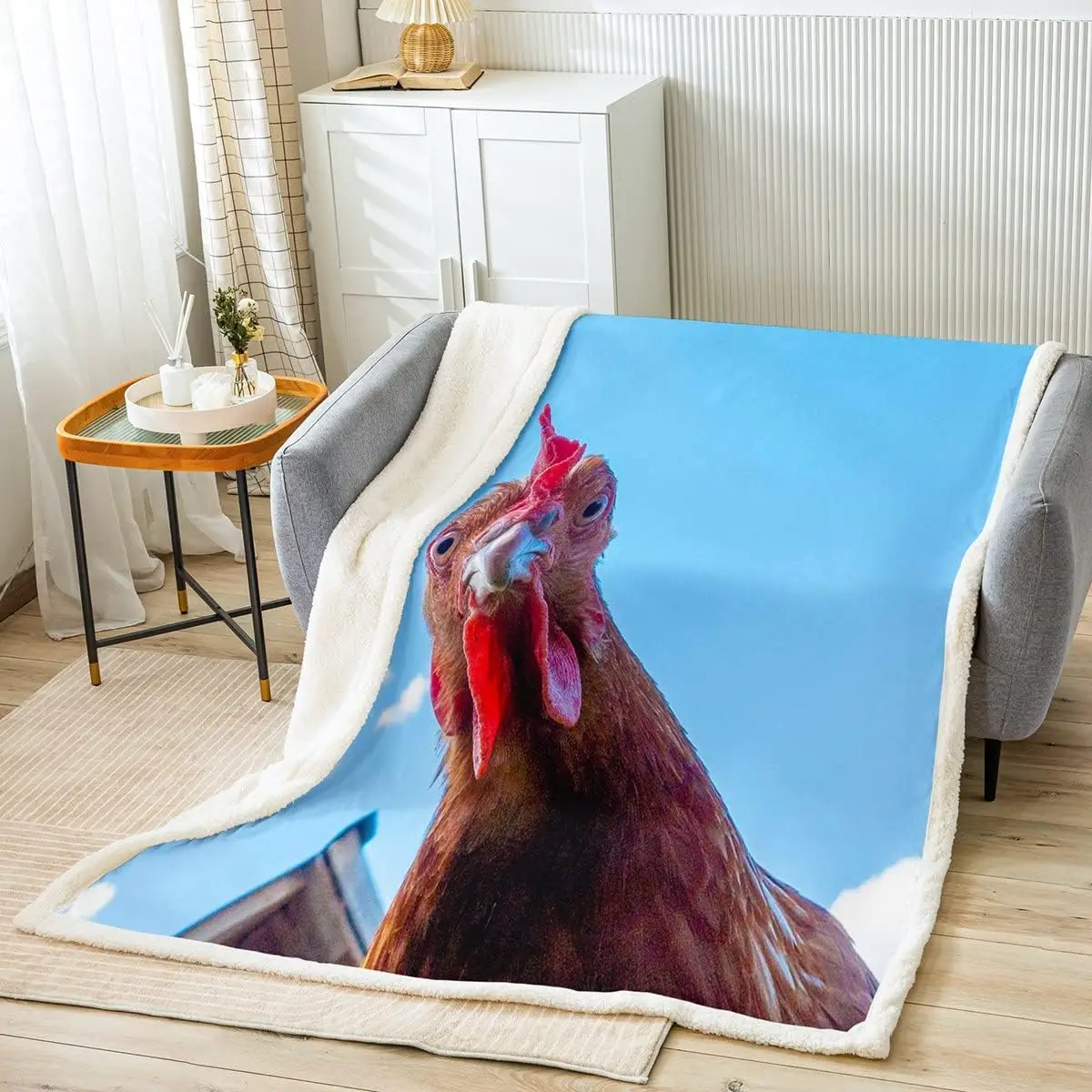 Плюшевое одеяло с животными на ферме Флисовое курицей для кровати дивана детской