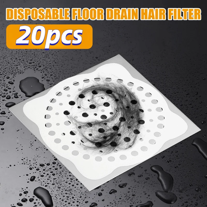 

20pcs Disposable Floor Drain Hair Strainer Bathroom Sewer Filter Non-woven Fabric Viscose Floor Drain Stickers Antiblock Filter