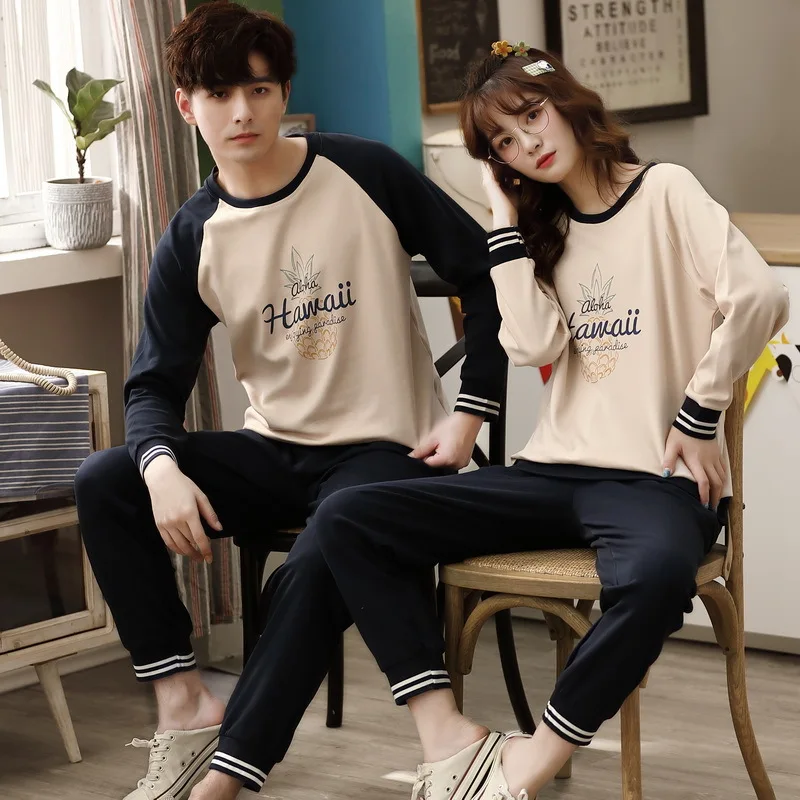 2023 Pure lovers pajamas round collar contracted Ms Qiu dong leisurewear cotton suits in spring and autumn men suit at home