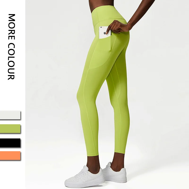 Women Yoga Pants High Waist Sports Leggings Soft Nylon Slim-Fitting Gym Tights With Pocket Female Outdoor Riding Hiking Clothing