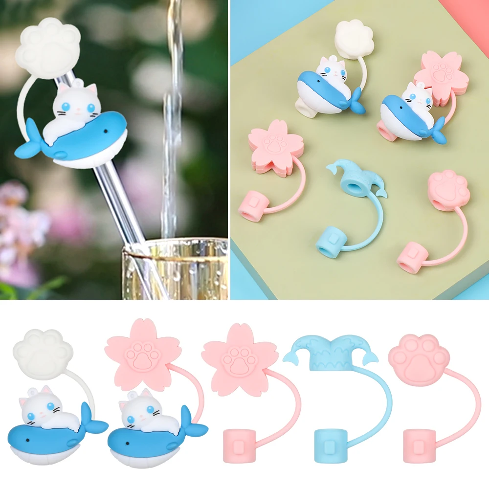 

1PCS Creative Straw Tips Splash Proof Airtight Silicone Straw Plug Drinking Dust Cap Cartoon Plugs Cover Cup Accessories