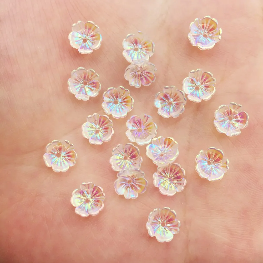

Блестящая прозрачная мини-аппликация AB в форме цветка для дизайна ногтей, 1 отверстие, скрапбукинг, «сделай сам», аксессуары для украшения м...