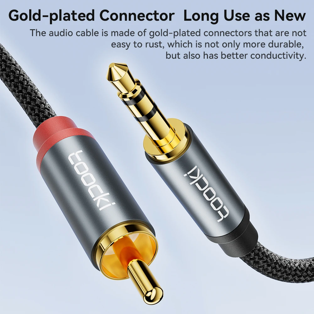 Toocki Jack 3,5–2 RCA Aux Кабель 3,5 мм Jack–2RCA Мужской разветвитель Аудио провод для ТВ Усилитель ПК Домашний кинотеатр DVD Шнур динамика (art.: 3920cc438d495) - 3920cc438d495