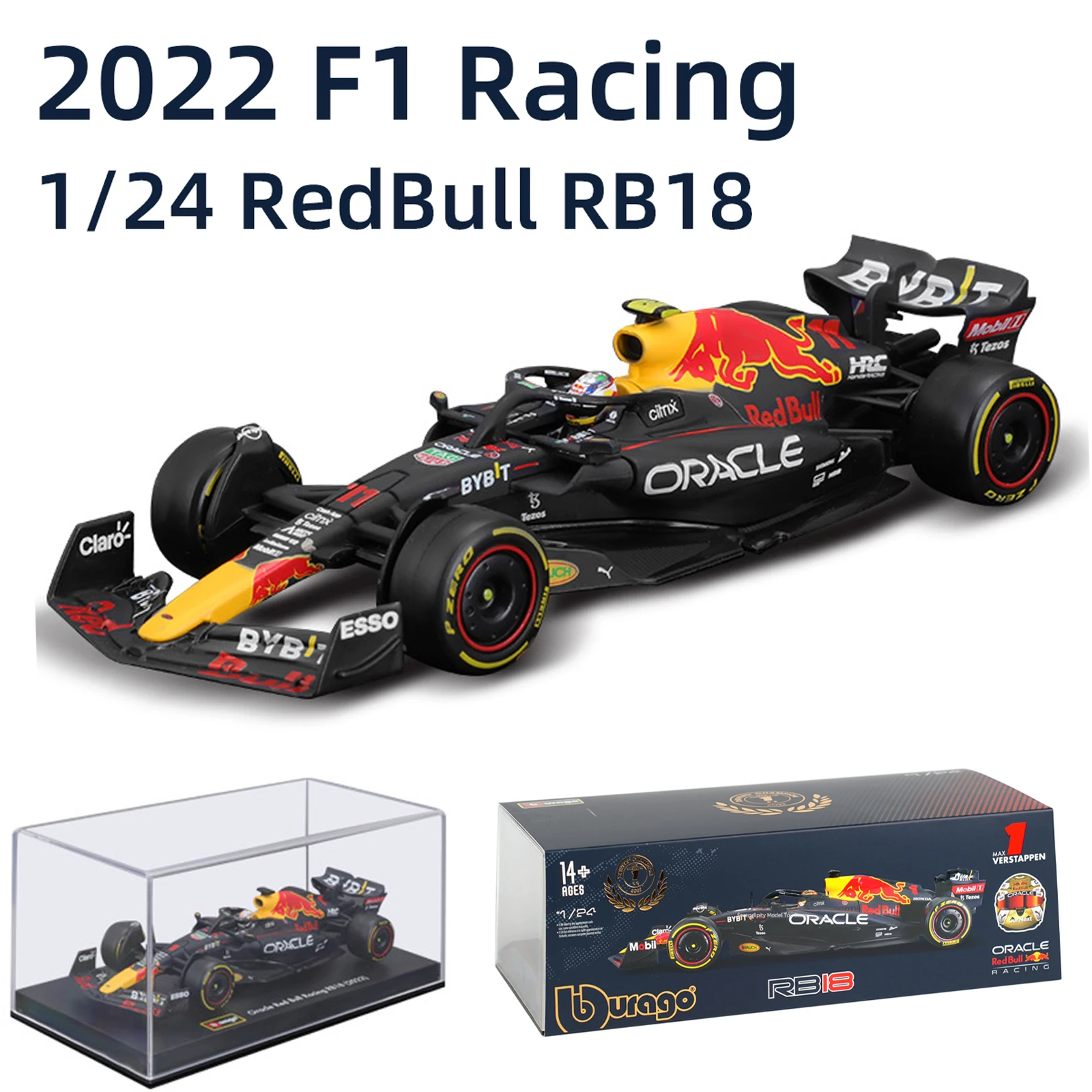 Bburago 1:24 Oracle RB18 Raing Winner Abu Dhabi Grand Prix 2022 Max Verstappen Formula Автомобиль Статическая литая под