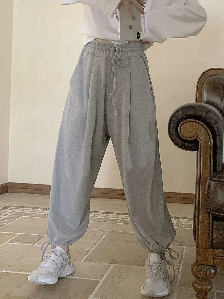 Gray Sweatpants Joggers Women Harajuku Korean Fashion High Waist Harem Pants Female Preppy Casual Basic Loose Trousers