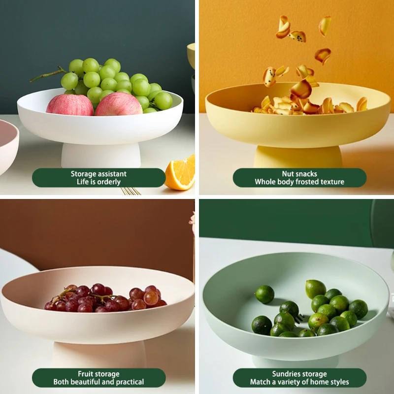 Fruit Dish Round Drain Fruit Basket Modern Style Container Centerpiece Decorative for Kitchen Counter Table Home Decor