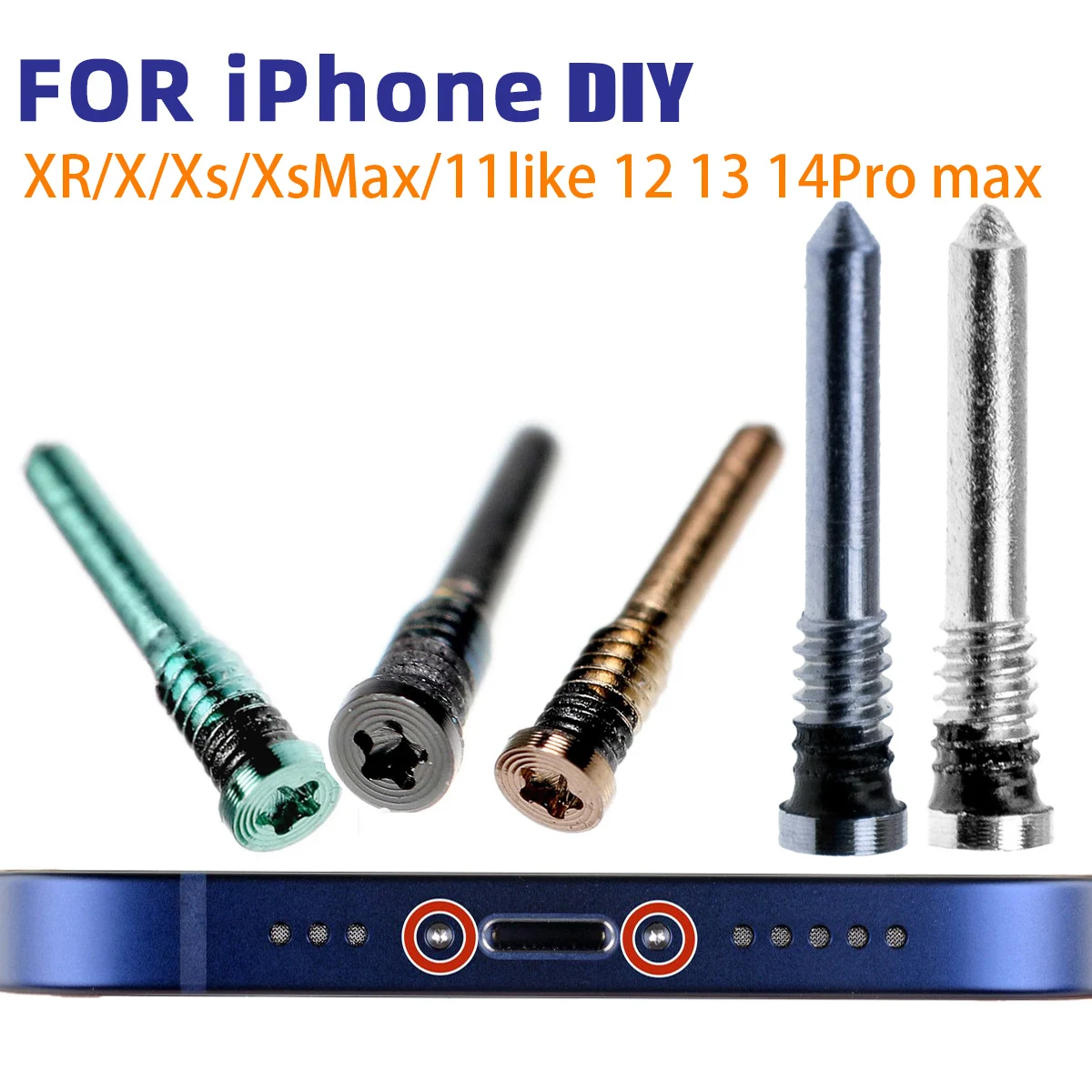 

2Pcs Pentalobe Screws For iPhone DIY XR Xs Xsmax like 13Pro Max Back Cover Dock Connector 5 Star Bottom Screw Repair Parts