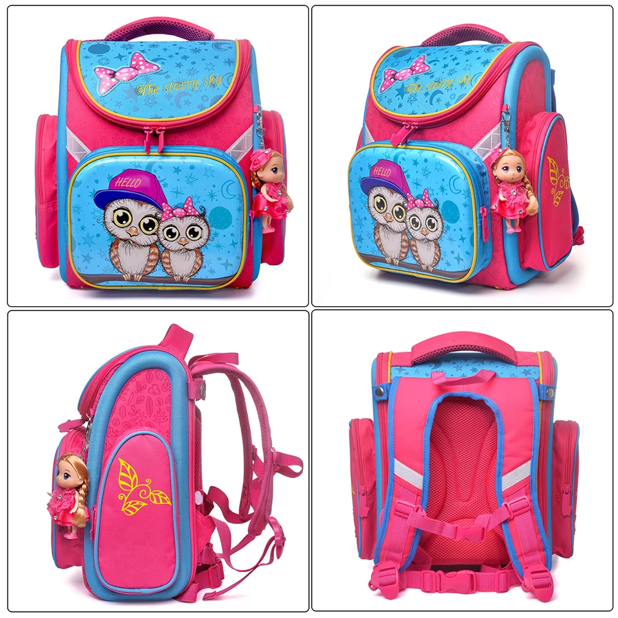 Children 3D Orthopedic School Bags For Girls Owl Pattern Kids Satchel Primary Backpack Grade 1-3 Schoolbag knapsack Sac Mochila