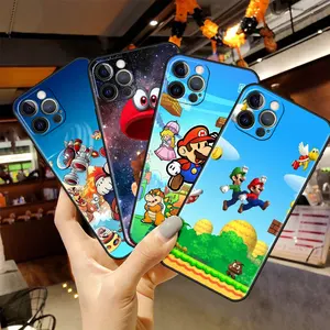 mobile phones case for apple iphone 13 pro 11 12pro 7 8 plus se black silicone xr x xs 6 6s celular cover mario mushroom free global shipping