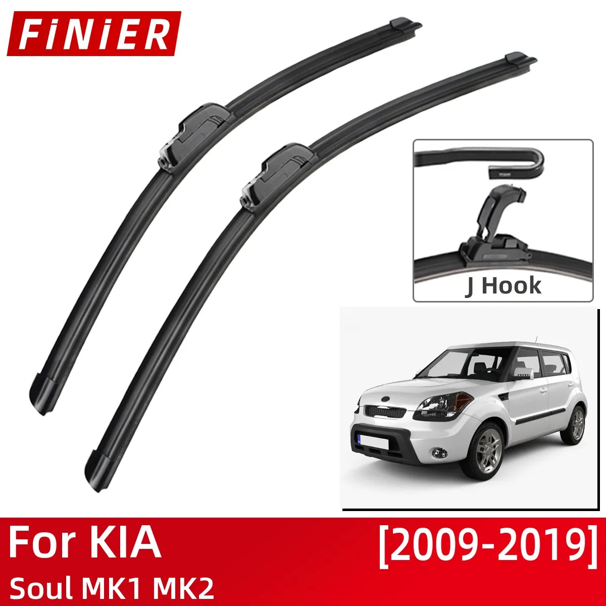 

For KIA Soul MK1 MK2 2009-2019 Car Accessories Front Windscreen Wiper Blade Brushes Wipers U Type J Hooks 2018 2017 2016 2015