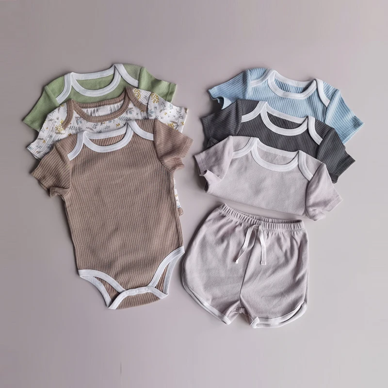 

Summer Baby Clothing Sets Newborn 2-piece Outfits Short Sleeve Romper Shorts Set for Toddler Girls Clothes Infant Boy Clothing