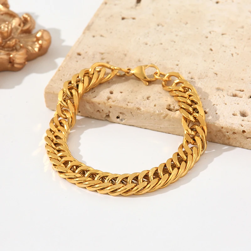 Браслет-цепочка GANEMLY из нержавеющей стали 316L для женщин модная позолоченная