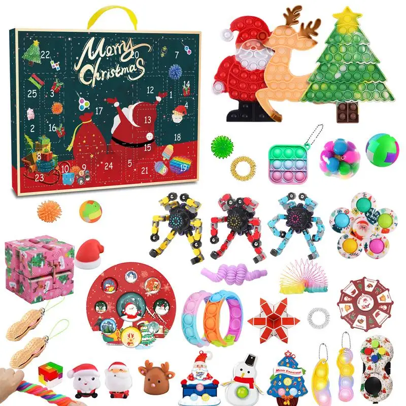 

Рождественские игрушки обратного отсчета, портативные Сенсорные игрушки, Рождественский календарь, портативные праздничные подарки с обратным отсчетом для детей, друзей, взрослых и