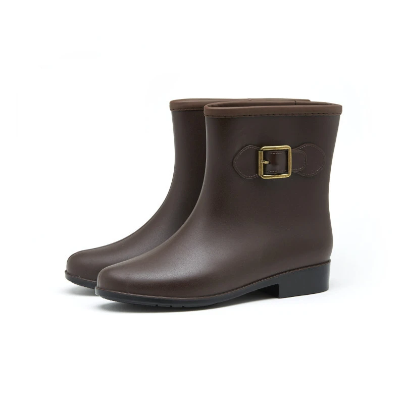 Rain Boots Women Rainshoes Fashion Rubbers  Mid Tube  Women Rain Shoes Non-Slip