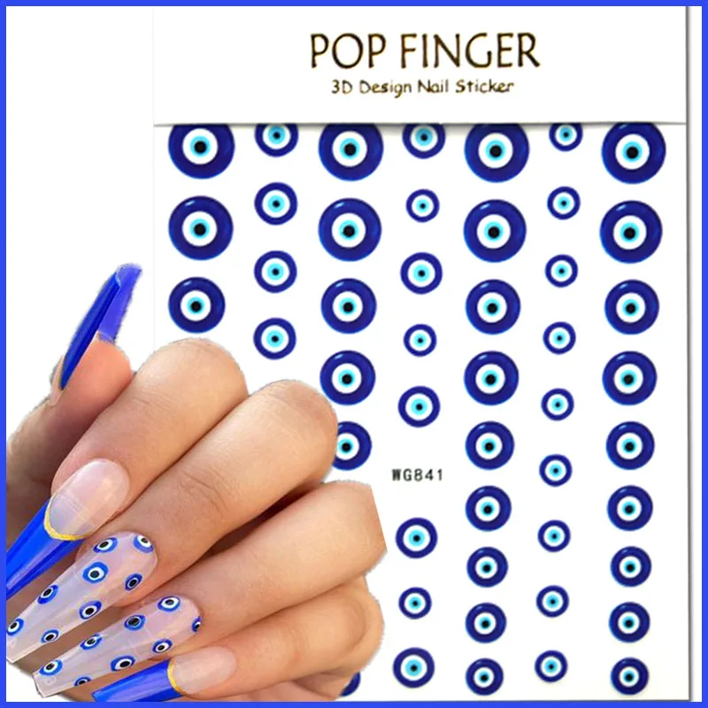 

1pc Eye Series Nail Sticker Blue Color Eyes Buddha's-Hand 3D Nail Stickers For Nail Art Decorations Self-adhesive Foil Decals