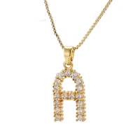 trendy cubic zirconia crystal gold color inital letter pendant necklace luxury design charm necklace for women and girls jewelry