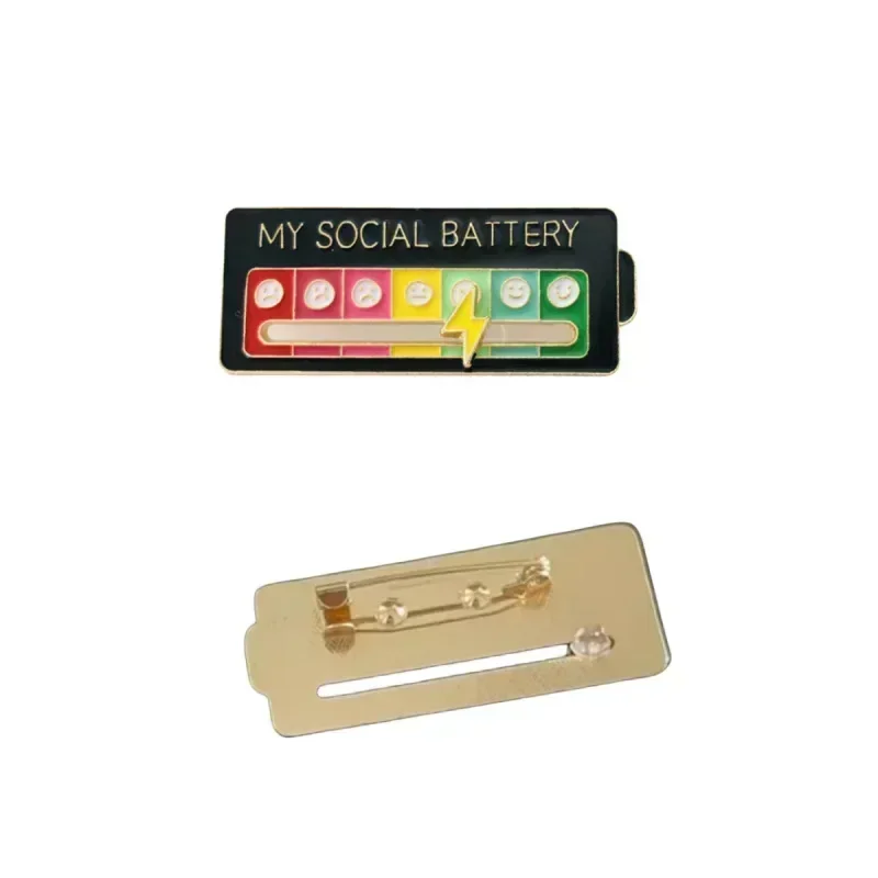 Брошь My Social Power металлический значок с раздвижной молнией преобразование