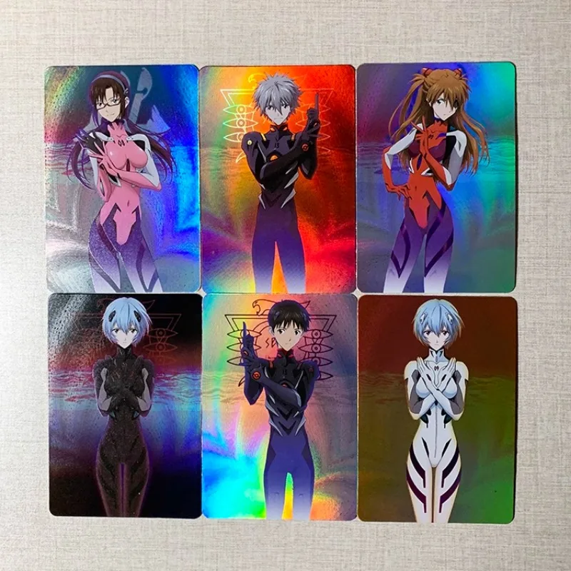

6pcs/set EVA Neon Genesis Evangelion Card Genuine Japanese Collectible Gift Anime Cartoon Limited Main Character Color Flash