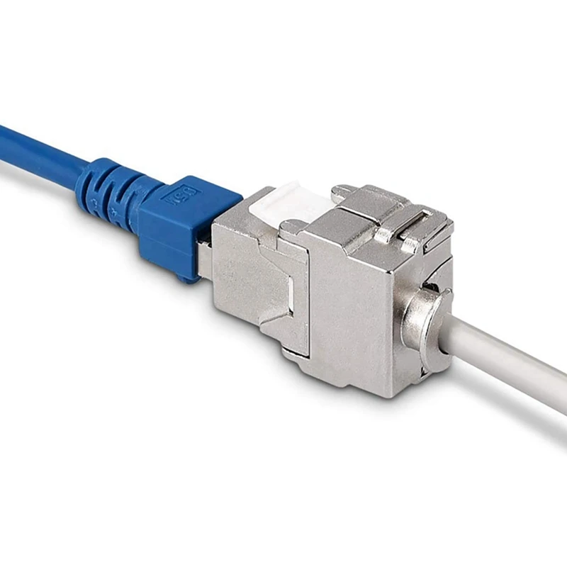 Фото Keystone Модульные Разъемы-24 шт. CAT6A экранированный разъем Keystone Jack RJ45 Cat 6A Ethernet модуль 10 Гбит с металлическим корпусом №3