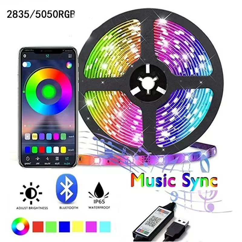 

WIFI Bluetooth with App Control LED Strips Music Sync RGB 5050/2835 LED Tape Smart Lights Strip for Party Decor TV Backlight