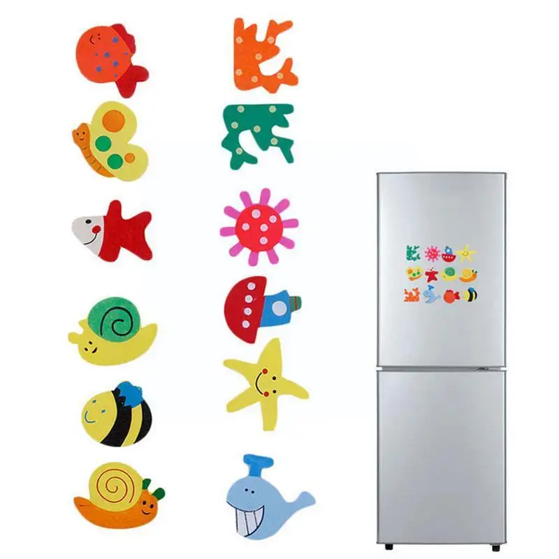 12pcs Novelty Animals Wooden Fridge Magnet Sticker Colorful Refrigerator Gadget Decor Office Cute Toy Home Whiteboard Funny F0Q7