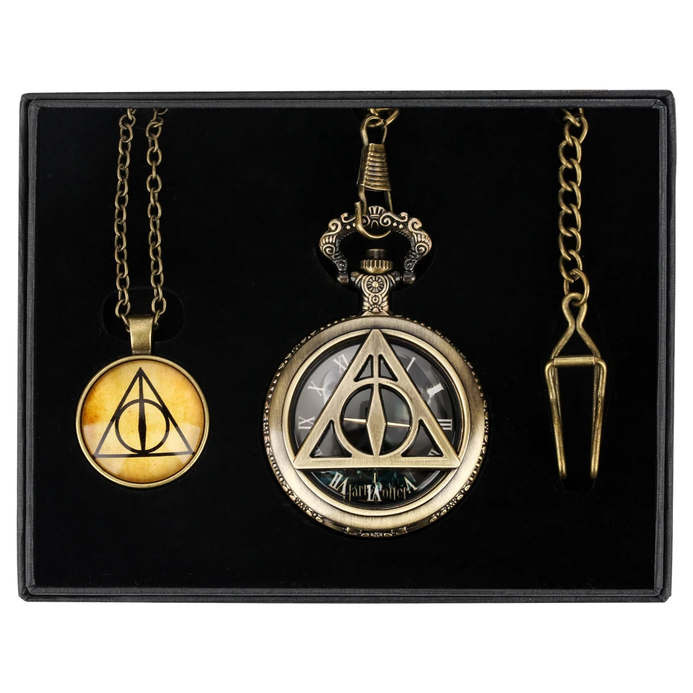 Pocket Watch for Men Triangular Hollow Quartz Pocket Watch with Pendant Necklace Luxury Gift Sets Fob Clock Rreloj De Bolsillo