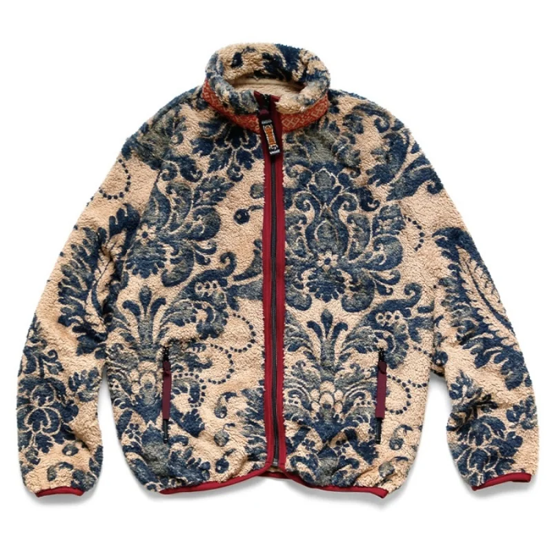 

Up Wine 23aw KAPITAL Solar System Autumn And Winter Fleece Retro Leisure Time Zipper Keep Warm Jacket Loose Coat