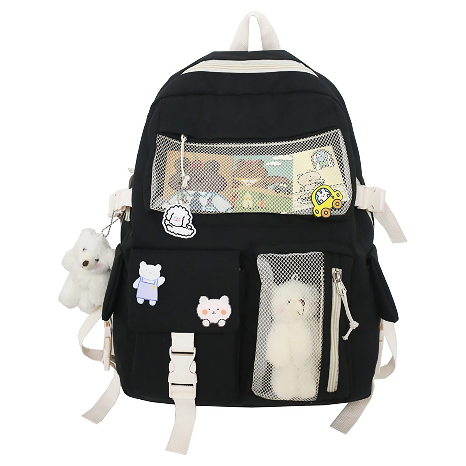 

Дорожный рюкзак для девочек и колледжа, студенческий рюкзак на плечо, милый модный с плюшевой подвеской, школьный рюкзак, Детский Повседнев...