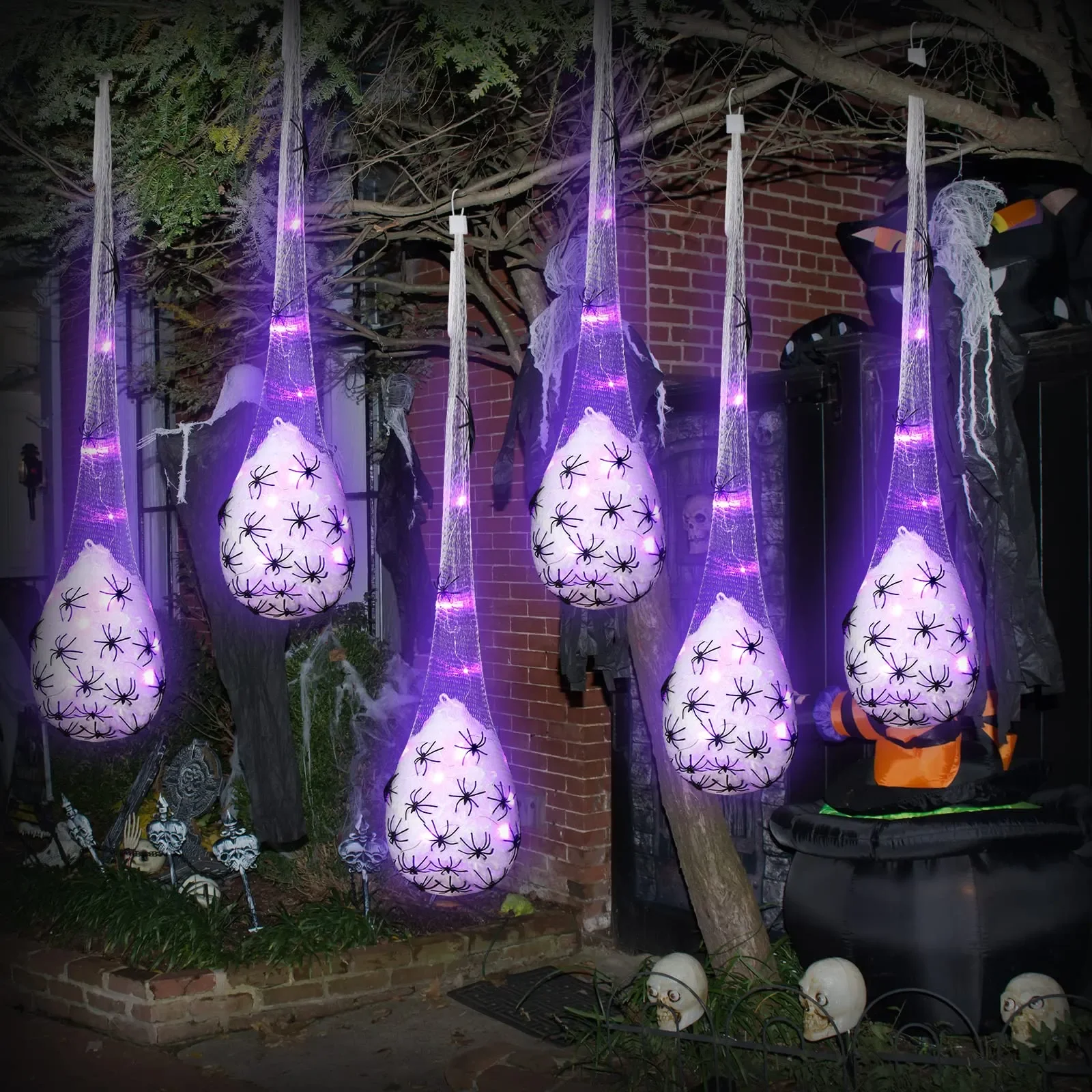 

Хэллоуин, подвесные сумки в виде паука и яиц с подсветкой, реалистичные пауки, рандомный декор для помещений и улицы, Хэллоуин