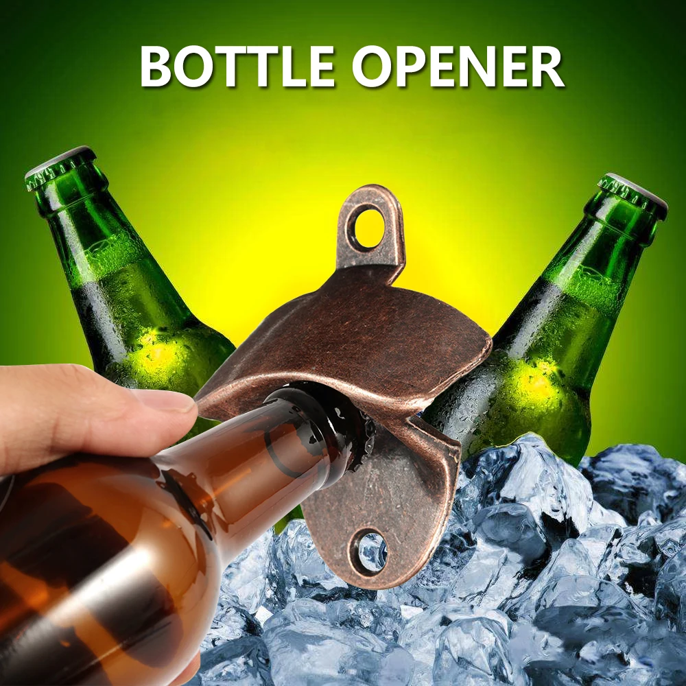 

1/10pcs Pack Retro Beer Opener Zinc Alloy Kitchen Wall Mounted Rustic Wine Bottle Opener Vintage Home Party Supplies