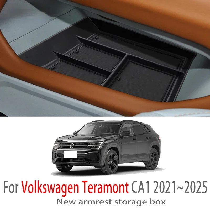 

Автомобильные аксессуары для VW Volkswagen Atlas X Cross Sport 2021 ~ 2025, подлокотник для центральной консоли, ящик для хранения, многофункциональный автоинтерьер