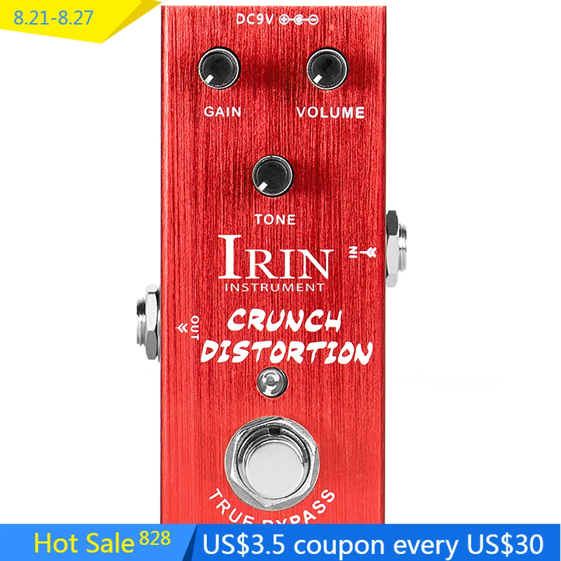 

IRIN AN-05 Crunch Distortion Guitar Effect Pedal Mini Single Pedal True Bypass Full Metal Shell Guitar Parts & Accessories