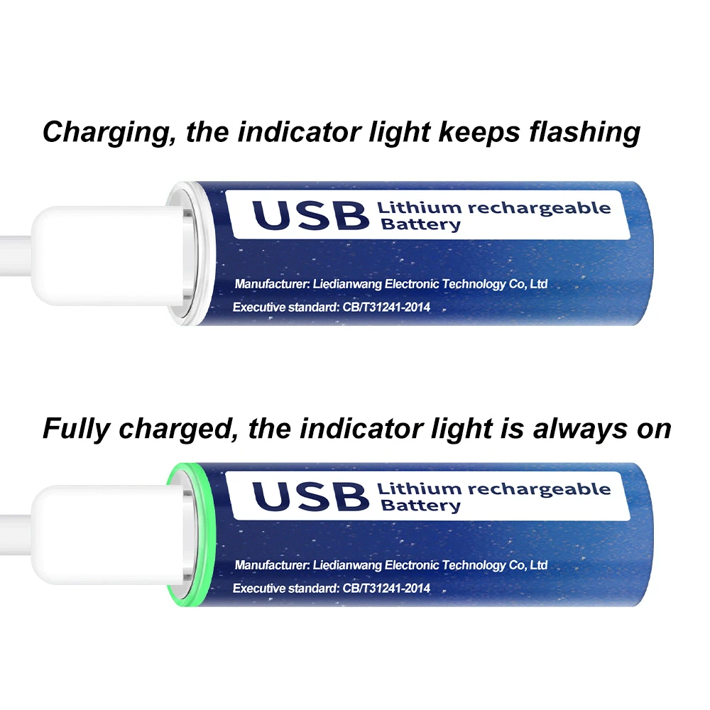 PALO 2800mWh 1.5V Li-ion AA Перезаряжаемая батарея Li-Polymer USB литий с кабелем для проигрывателя мыши.