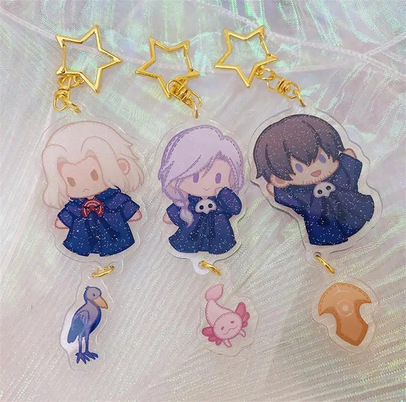 

Anime FF14 Final Fantasy XIV Hythlodaeus Azem Emet-Selch Cosplay Cute Q Versions Keychain Acrylic Bag Pendant Cartoon Toy Gifts