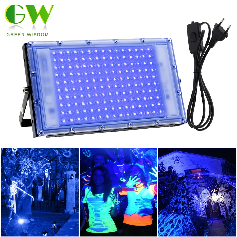 УФ-светильник светодиодный прожектор 50 Вт 100 150 395 нм УФ-клей флуоресцентный свет