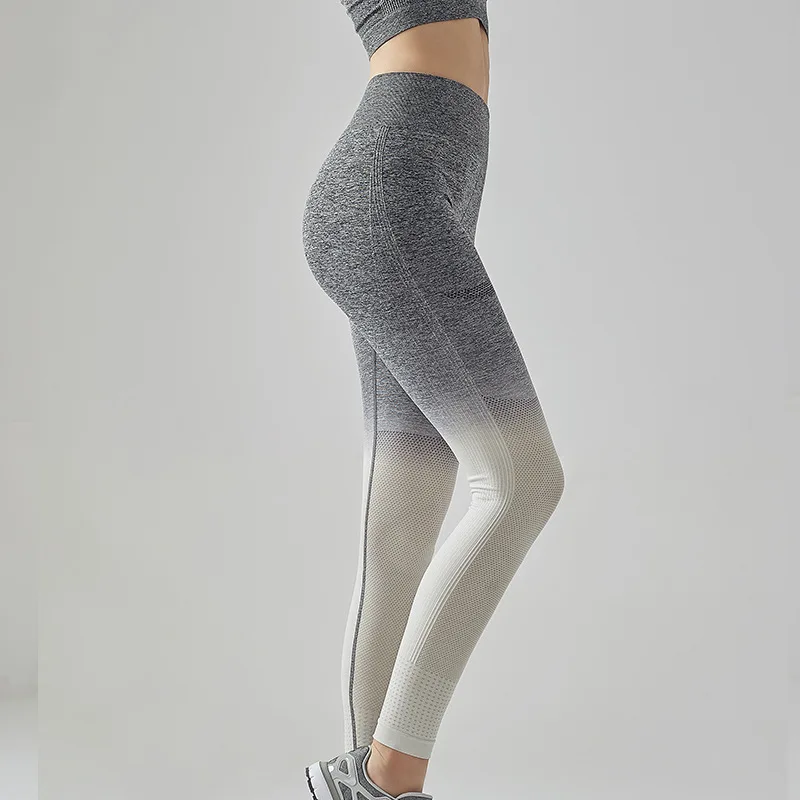 Hang Dye Gradient Sports Seamless Yoga Pants Women's Hip Lift High Waist Tight Running Fitness Quick-Dry Sports Yoga Pants