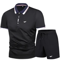 summer 2022 new brand men sports sets 2piece casual mens short sleeve polo shirtshorts running fitness suit male tracksuit
