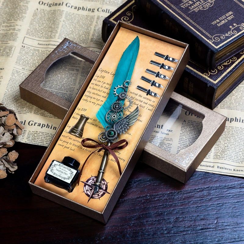 Najtaniej English Calligrap Feather Pen Set Vintage Advertising Gift Ink Pen Dip Water Metal Fountain Pen Set Birthday Gift Box 5 Nibs Kup English Calligrap Feather Pen Set Vintage Advertising Gift Ink Pen Dip Water Metal Fountain Pen Set Birthday Gift Box 5 Nibs