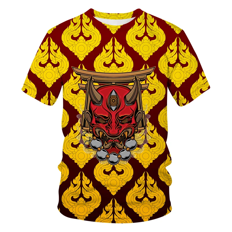 Мужская футболка с роскошным принтом Повседневная рисунком дьявола топы унисекс