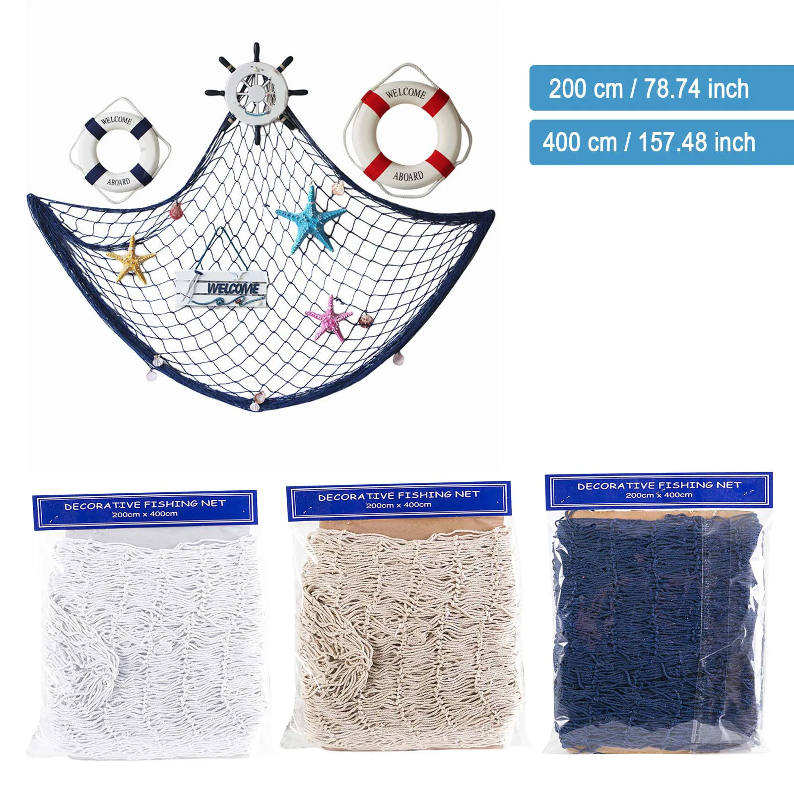 Средиземноморская декоративная рыболовная сеть Пляжная тема Настенная декор