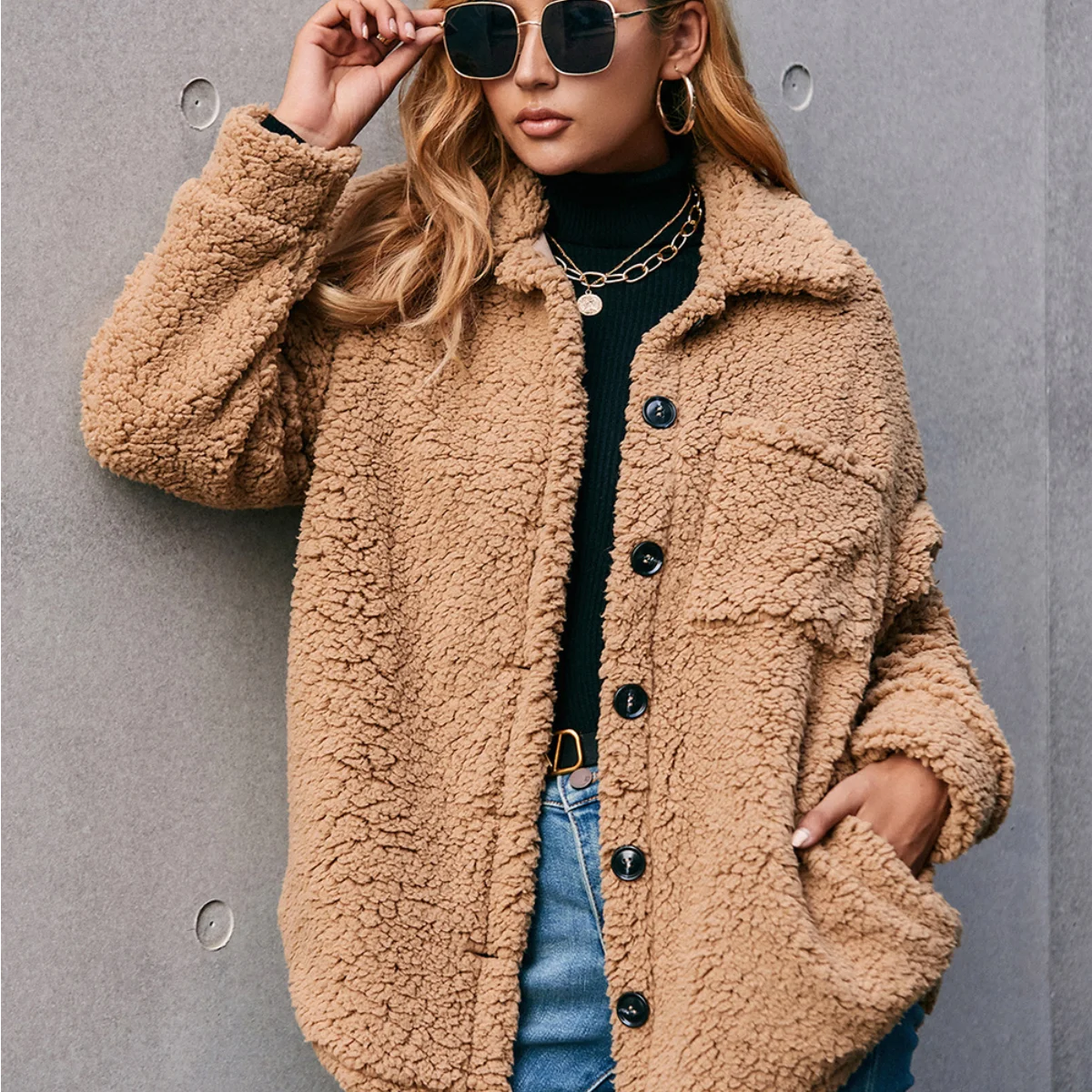 

2021 Winter Thicken Warm Teddy Fur Jacket Coat Women Casual Fashion Lamb Faux Fur Overcoat Fluffy Cozy Loose Outerwear Female