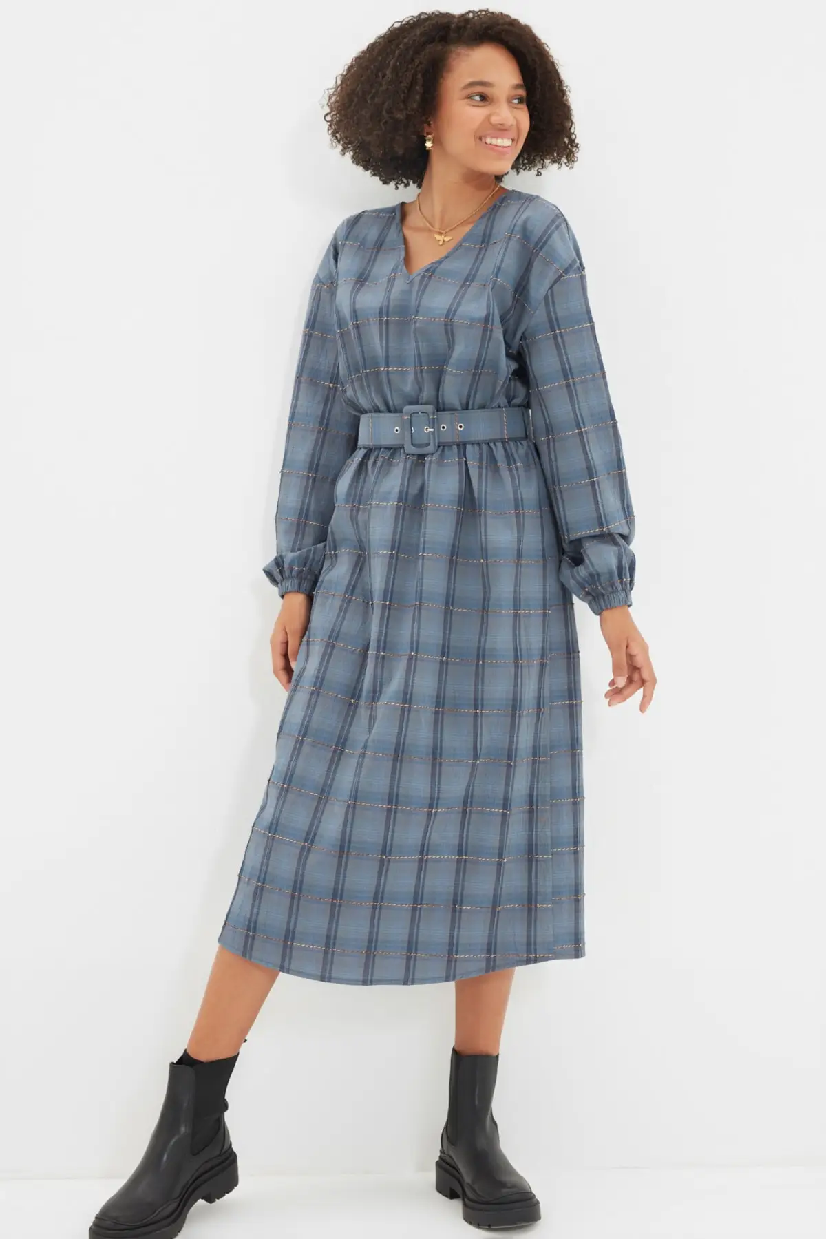 

Trendyol Arched Plaid Dress TWOAW22EL1144