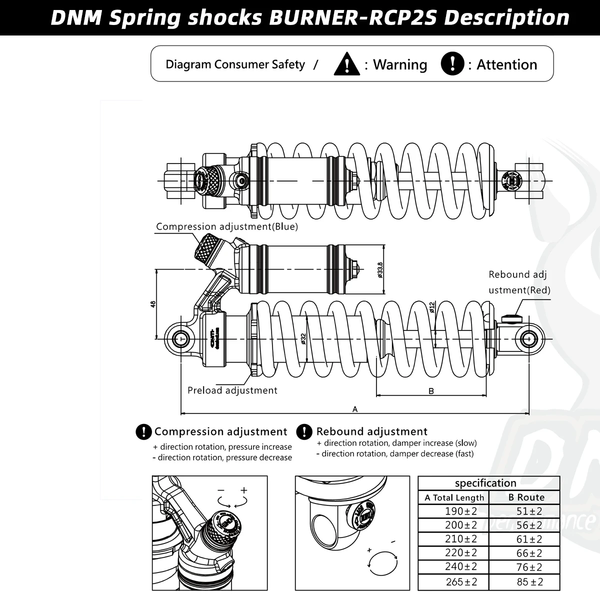 Задний амортизатор для горного велосипеда DNM RCP-2S MTB Enduro Downhill DH 165 мм 190 200 220 240 265 AM XC