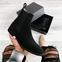 chelsea boots men shoes leather suede classic black fashion all match business casual british style slip on ankle boots cp196