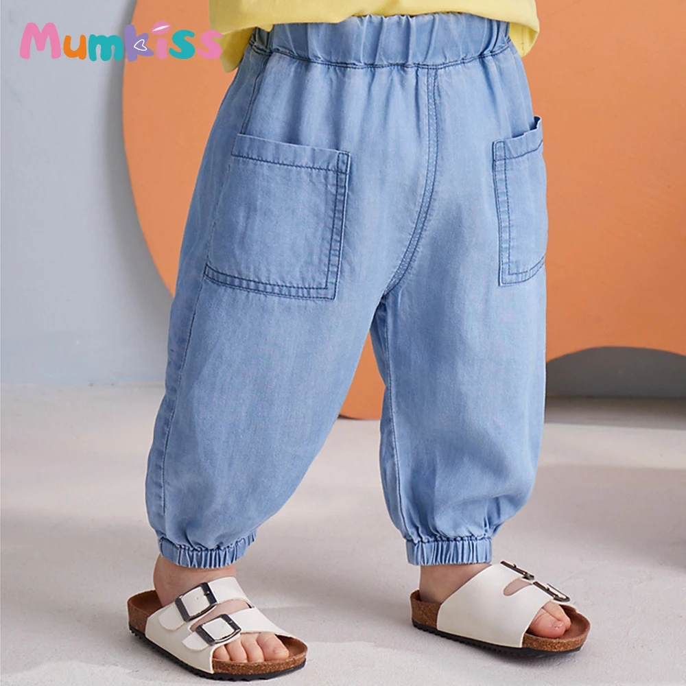 

MUMKISS Baby Pants Autumn New Casual Children Jeans Loose Denim Blue Boys and Girls Clothes Fashion