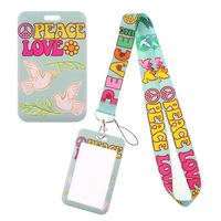 love and peace pigeon key lanyard id card holder neck strap keychain lariat phone straps travel badge holder jewelry yq1032